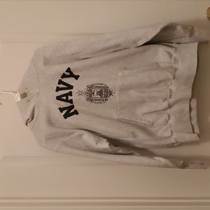Navy Midshipman Hooded Pullover Sweatshirt...Med....Light Gray